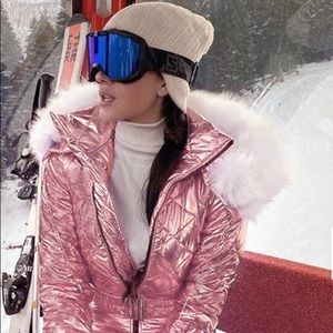Pink metallic ski suit-size small